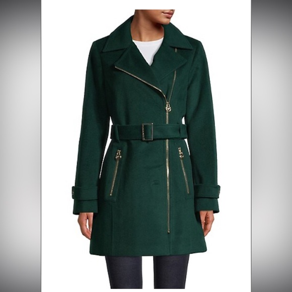 Michael Michael Kors dark green wool coat with golden hardware - Picture 1 of 5